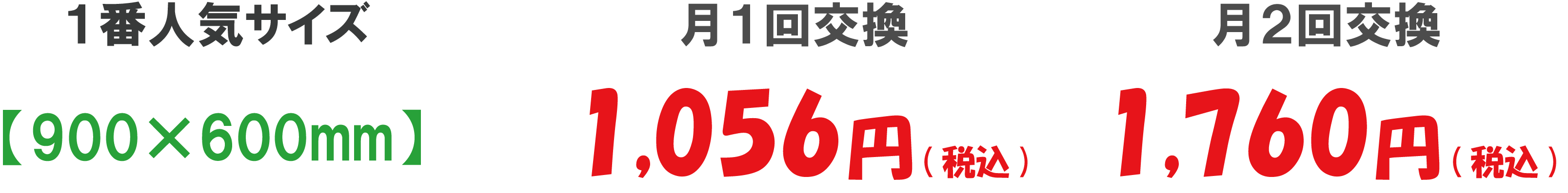 【600x900mm】のサイズの場合、1,760円（税込）で2週に1度クリーニング